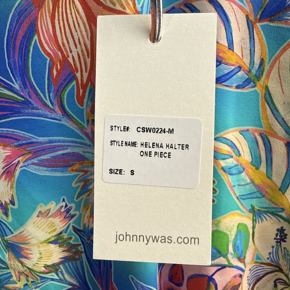 Johnny Was Size Small Helena Halter One Piece Swimsuit Blue Floral NWT $198 - Picture 8 of 11